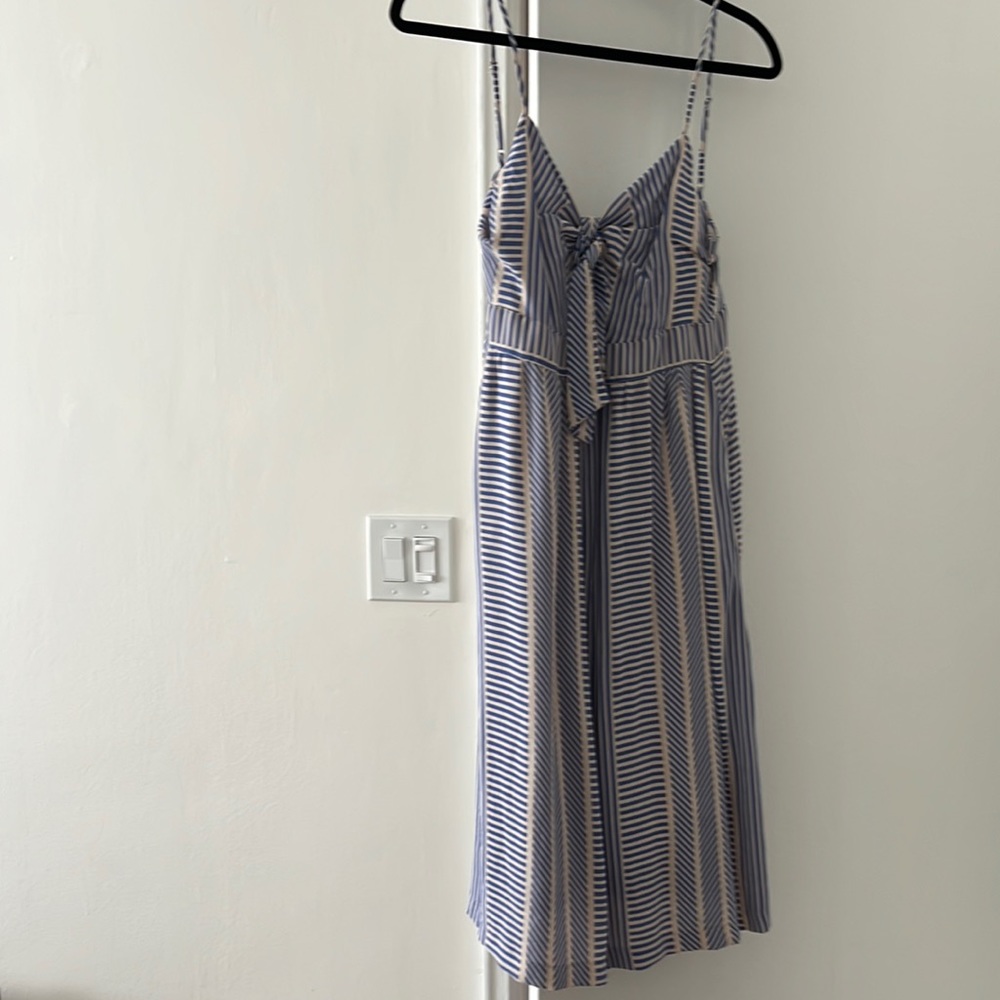 Lush blue striped dress midi